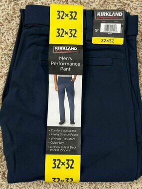 Kirkland Signature Men’s Performance Pants Navy, Size 32x32 (New)